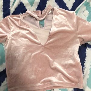 Pink velvet crop top